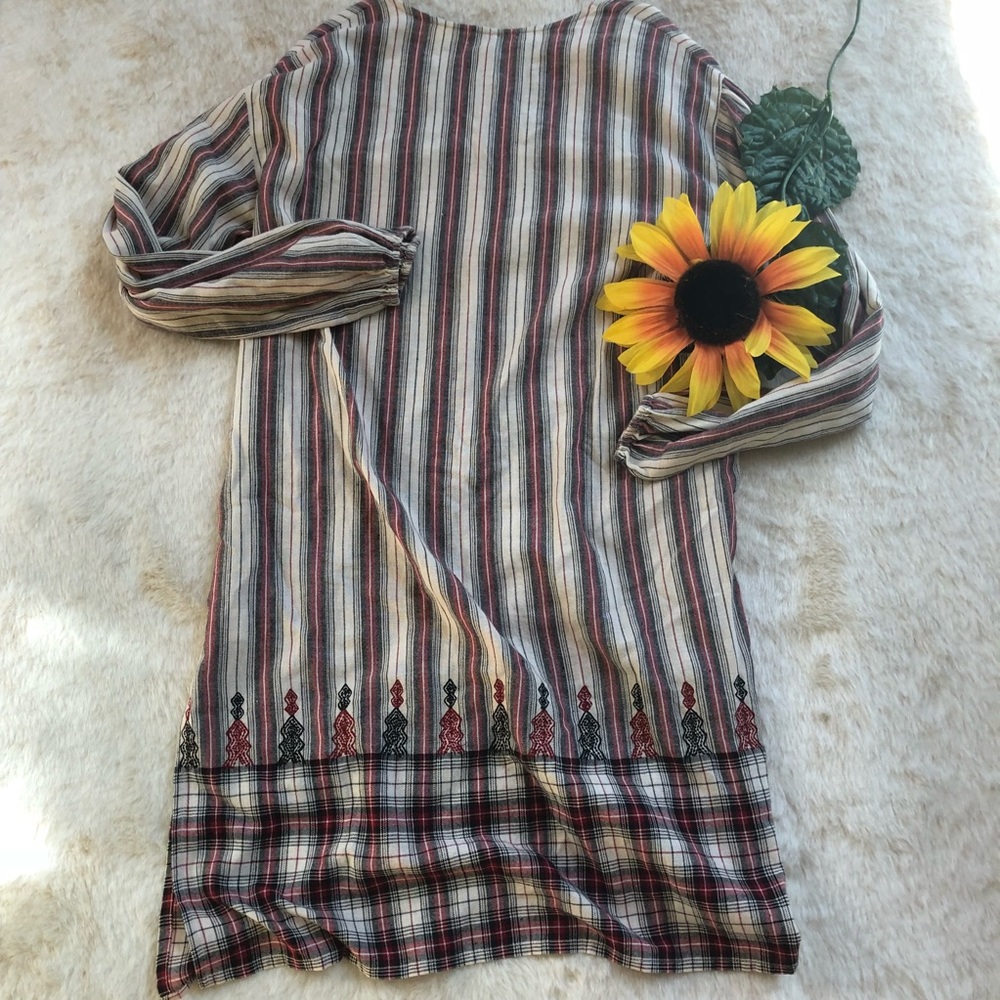 Mes demoiselles striped and plaid cotton dress - Picture 2 of 5